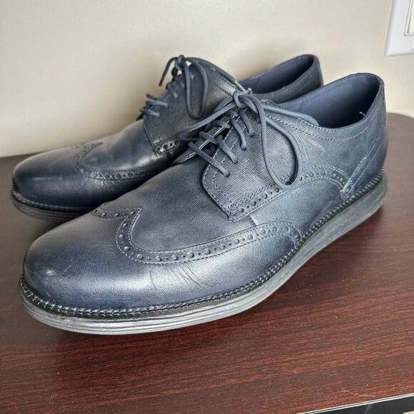 Cole Haan Original Grand Wingtip Oxford Shoe Men's Size 12 Blue - Picture 1 of 13